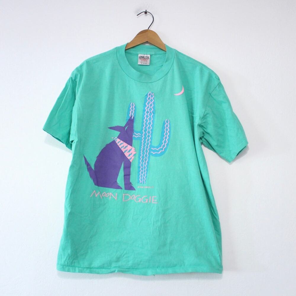 Vintage Howling Coyote Moon Doggie Cactus T Shirt XL